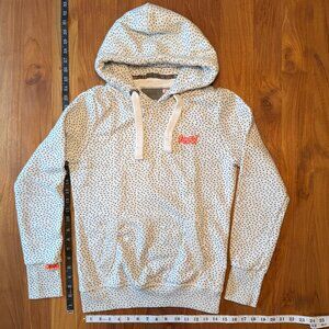 Superdry Hoodie Sweatshirt -‎ Light Gray with Navy Stars, Medium